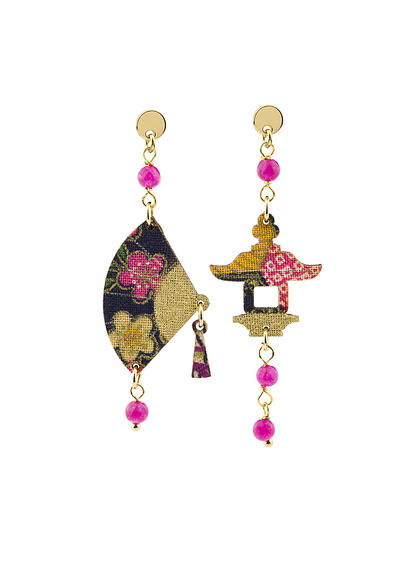 Mini Fuchsia Fan Earrings - Lebole Maison